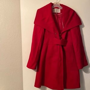 Red Mid-length Pea Coat